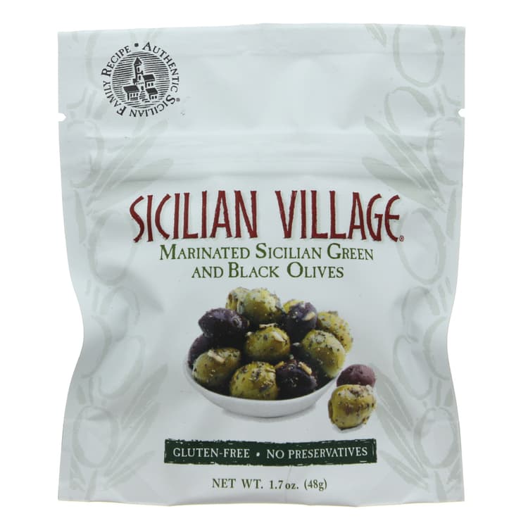 Sicilian Village Marinated Green And Black Olives