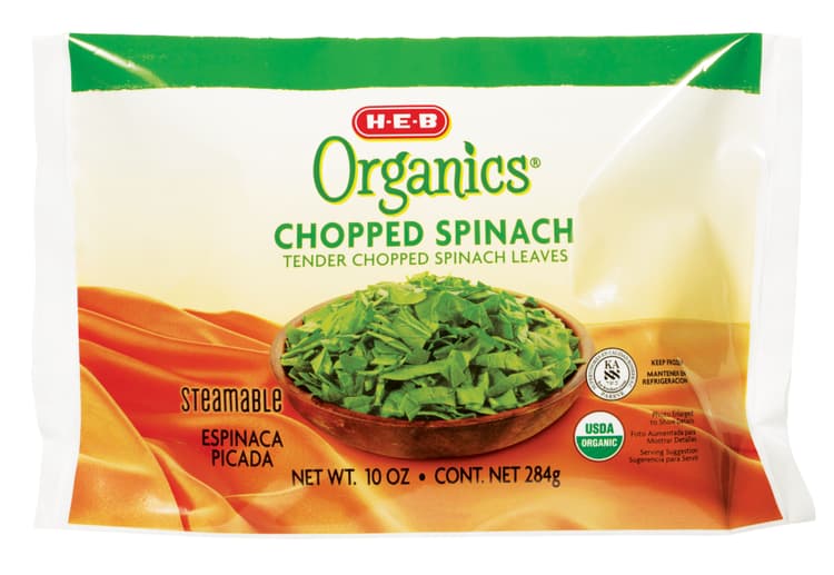 H-E-B Organics  Steamable Chopped Spinach Leaves