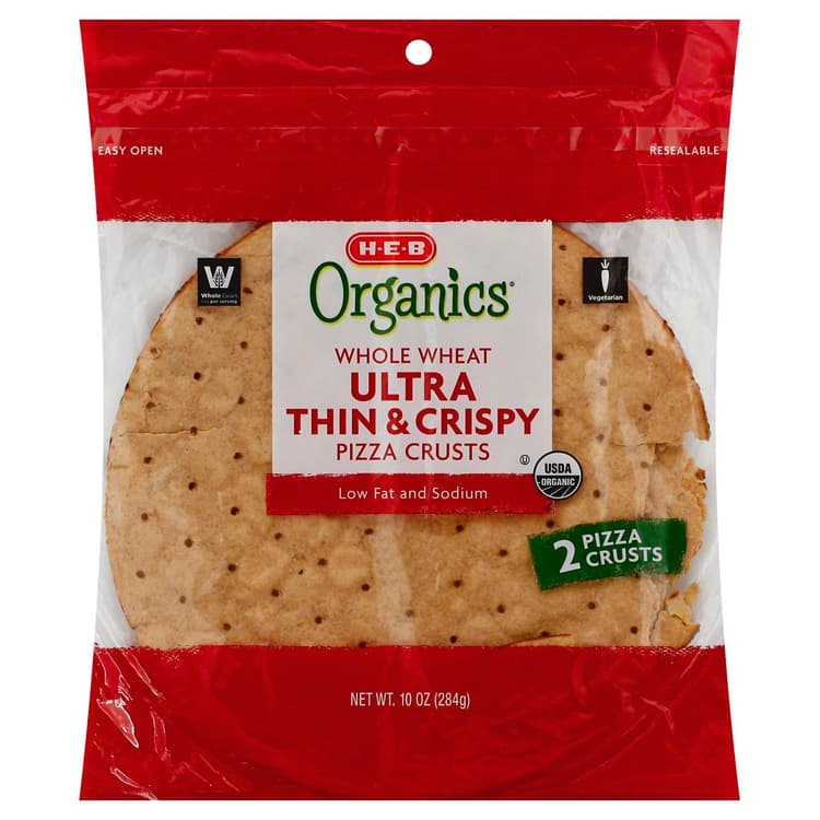 H-E-B Organics Whole Wheat Thin And Crispy Pizza Crusts
