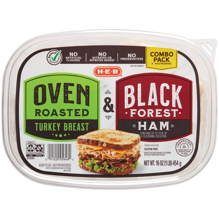 H-E-B Oven Roasted Turkey Breast & Black Forest Ham - Combo