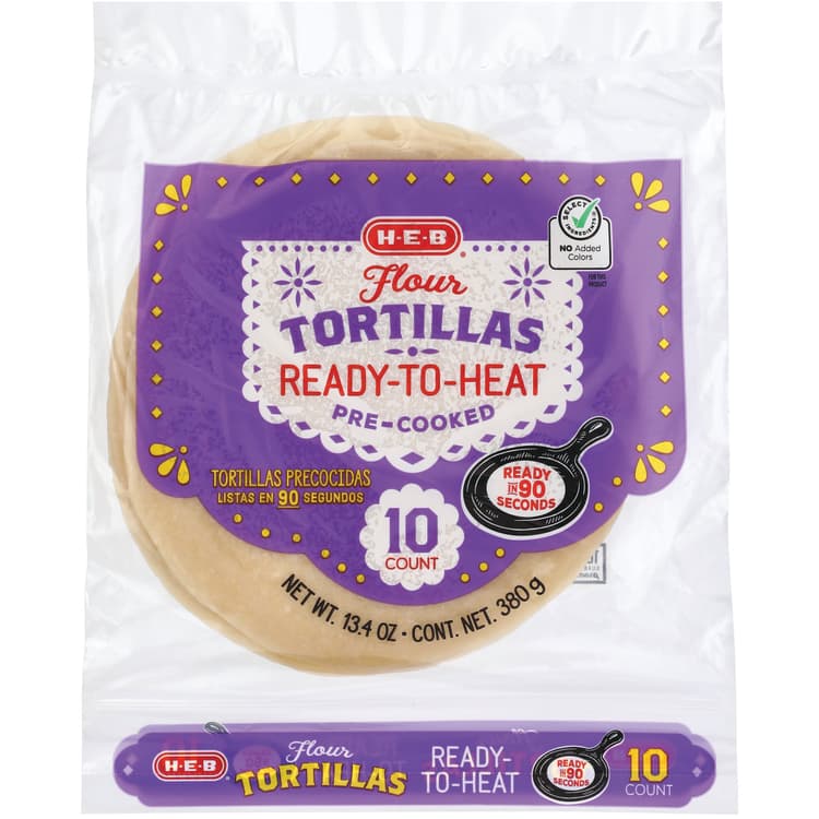 H-E-B Pre-Cooked Ready-To-Heat Flour Tortillas