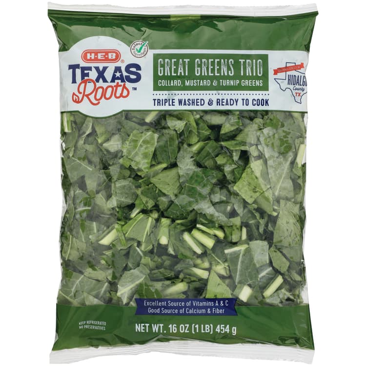 H-E-B Texas Roots Great Greens Trio - Fresh Collard, Mustard & Turnip Greens