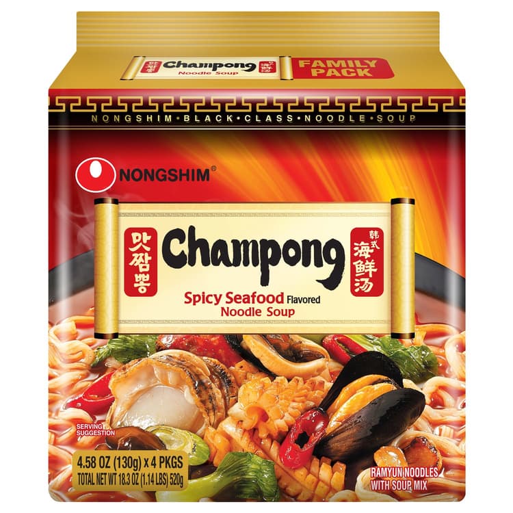 Nongshim Champong Spicy Seafood Noodle Soup Family