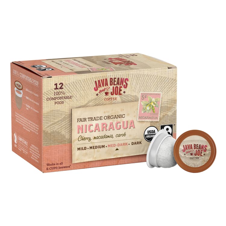 Java Beans & Joe Fairtrade Organic Nicaragua Medium Dark Roast Single Serve Coffee
