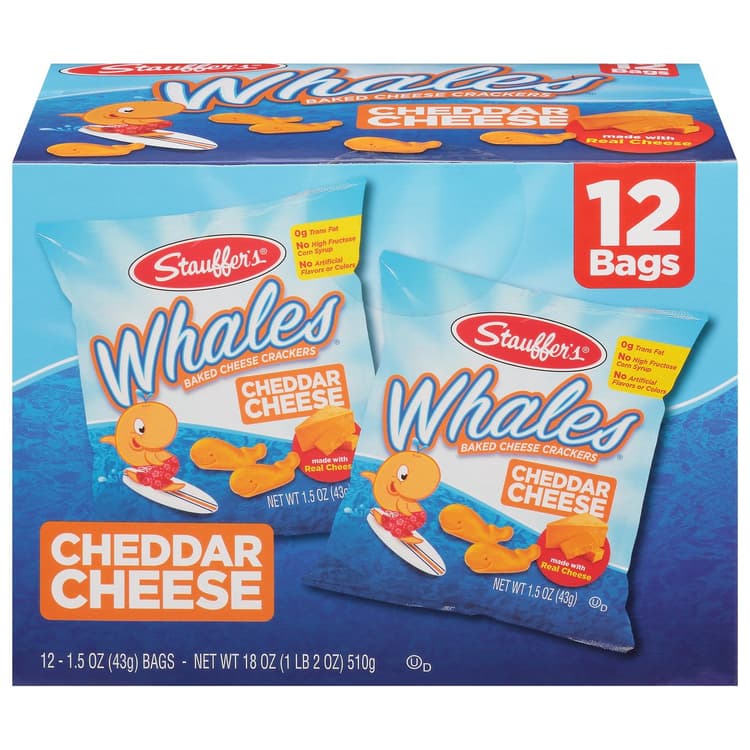 Stauffer'S Cheddar Whales Baked Snack Crackers