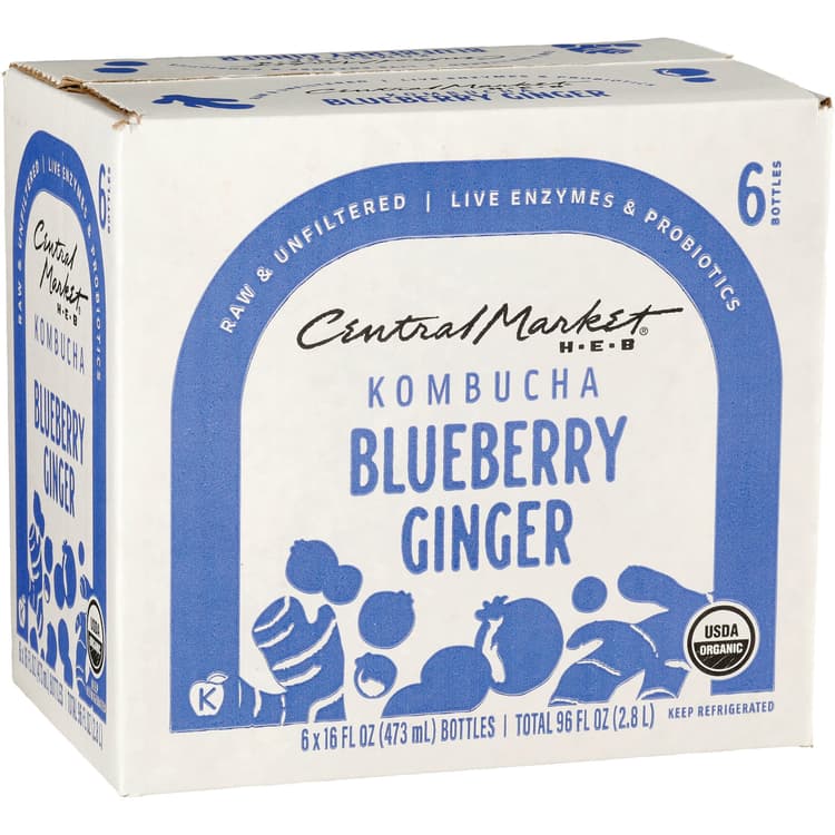 Central Market Organic Kombucha Bottles - Blueberry Ginger
