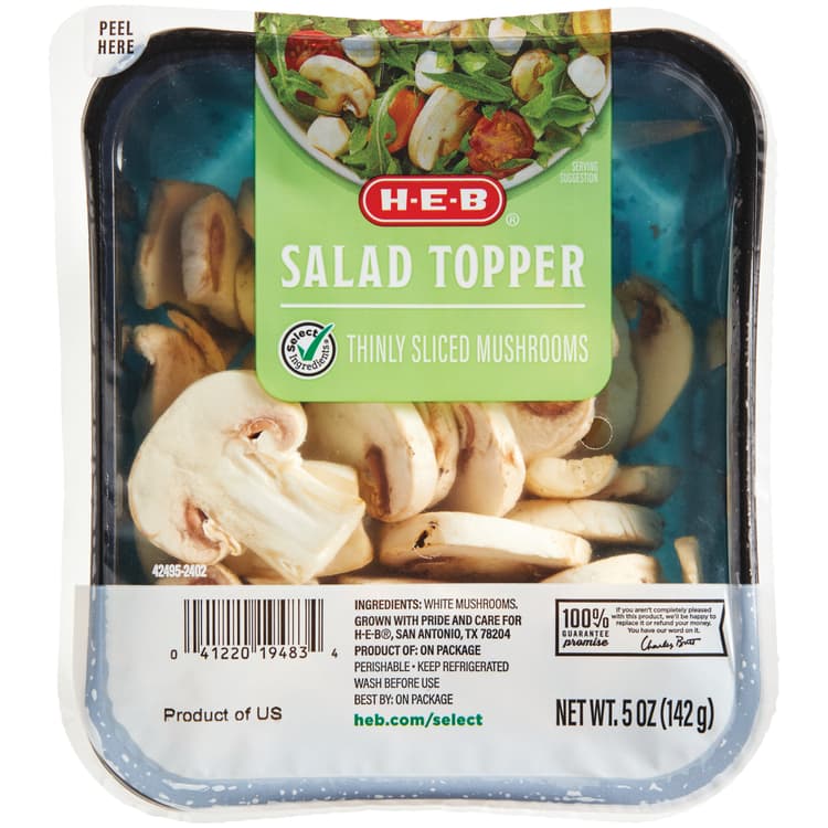 H-E-B Salad Topper - Thinly Sliced Mushrooms