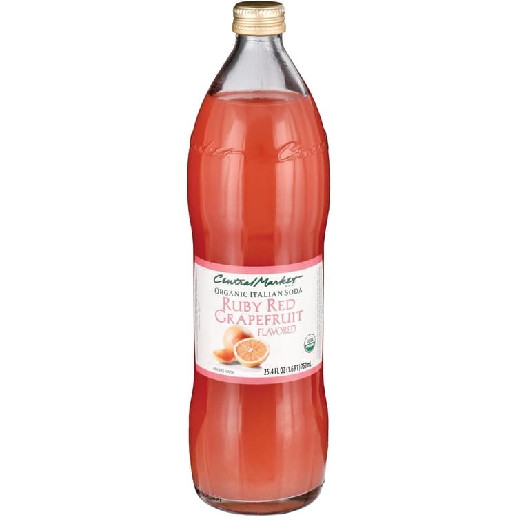 Central Market Organic Ruby Red Grapefruit Italian Soda, Glass