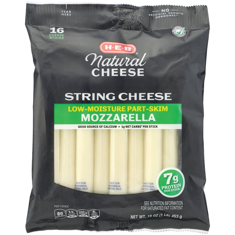 H-E-B Low Moisture Part-Skim Mozzarella String Cheese