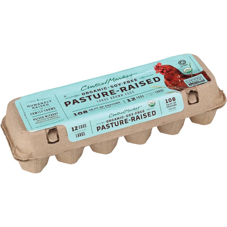 Central Market Organic Pasture Raised No Soy Large Brown Eggs