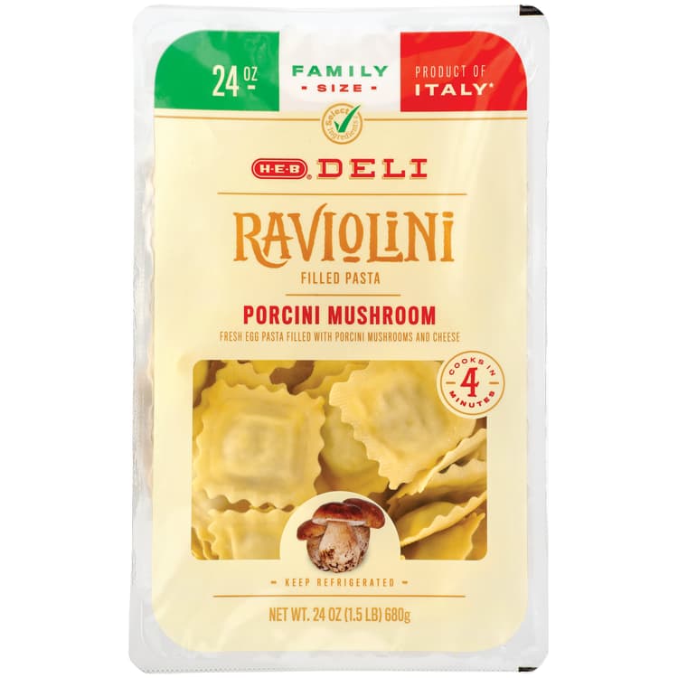 H-E-B Deli Filled Raviolini Pasta – Porcini Mushroom & Cheese - Family Size