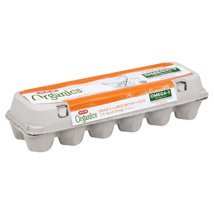H-E-B Organics Grade A Omega 3 Large Brown Eggs