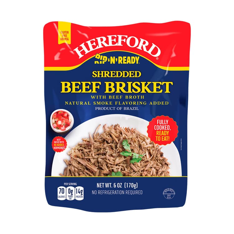 Rip N Ready Beef Brisket, With Beef Broth, Shredded