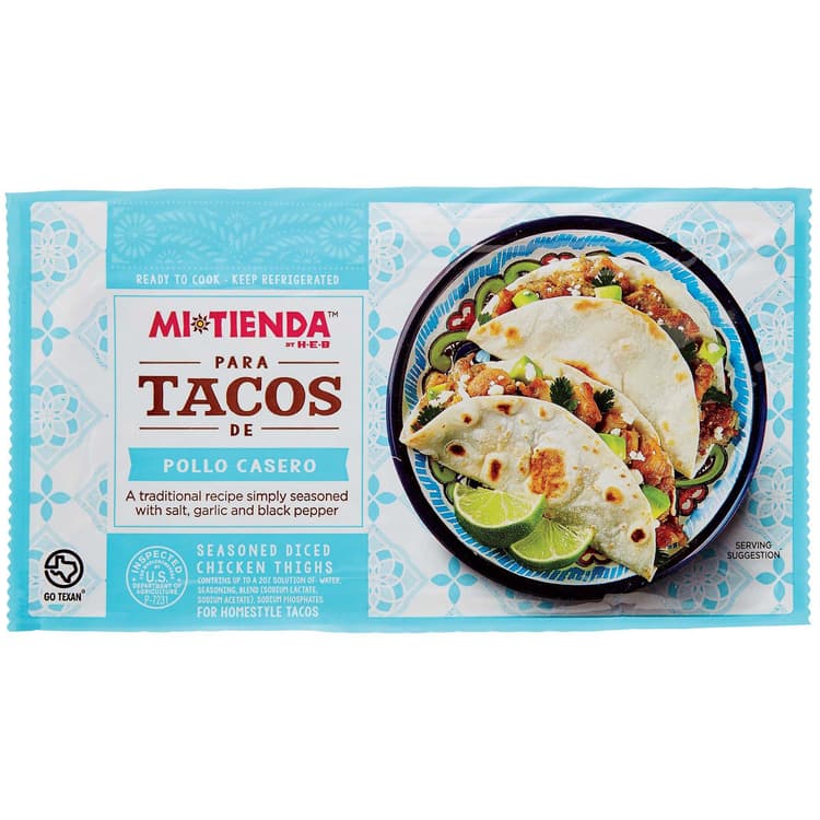 H-E-B Mi Tienda Seasoned Diced Chicken Thighs For Tacos - Pollo Casero