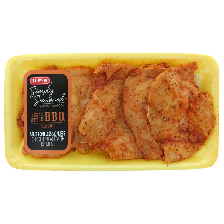 H-E-B Simply Seasoned Bbq Boneless Split Chicken Breasts