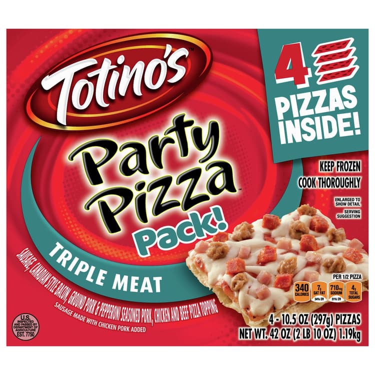 Totino'S Party Pizza Pack, Triple Meat,  Snacks