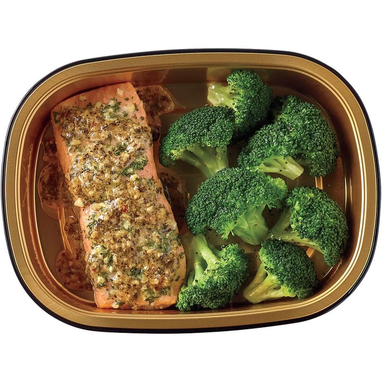 Meal Simple By H-E-B Garlic Pesto Atlantic Salmon Portion With Broccoli
