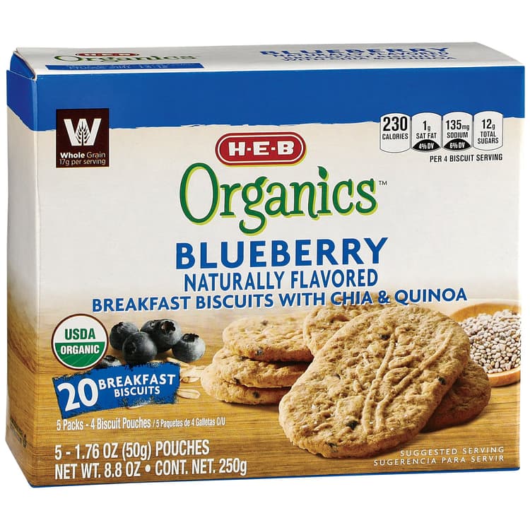 H-E-B Organics Breakfast Biscuits - Blueberry With Chia & Quinoa