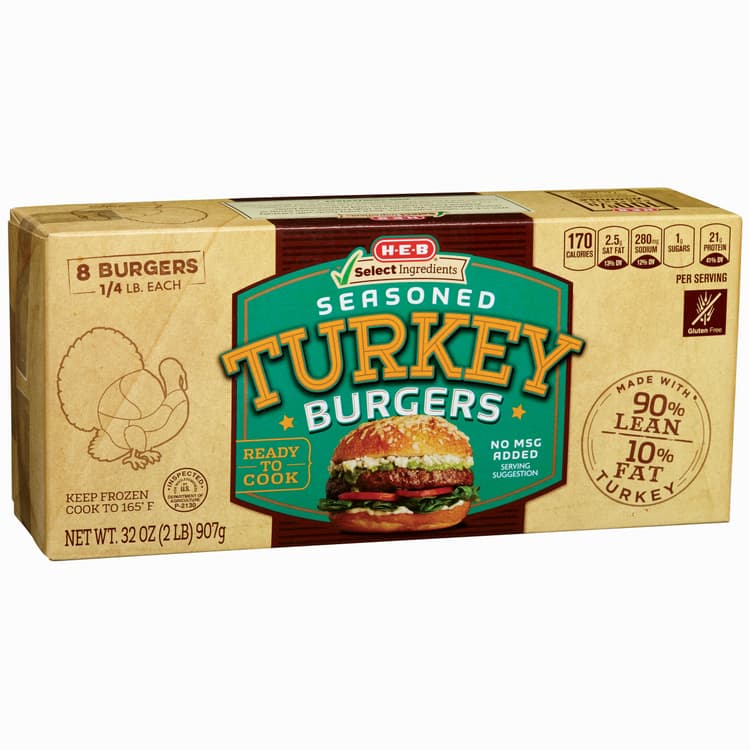 H-E-B  Seasoned Turkey Burger Patties