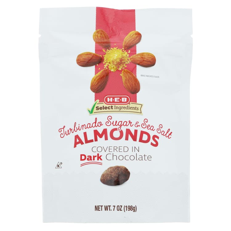 H-E-B Select Ingredients Dark Chocolate Turbinado Sea Salt Almonds