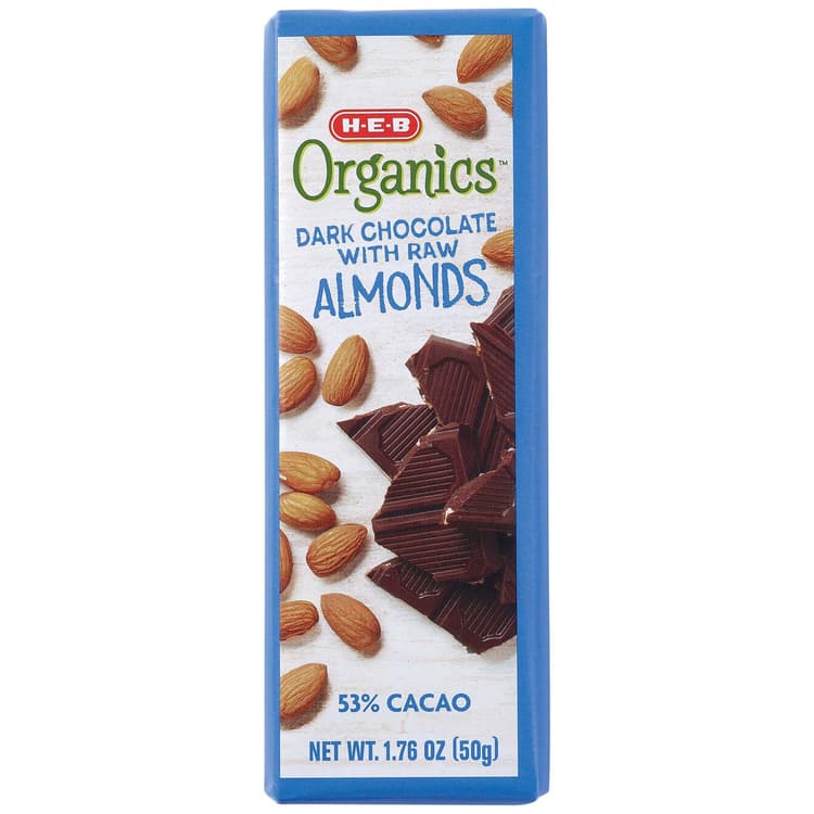 H-E-B Organics Dark Chocolate Bar With Raw Almonds