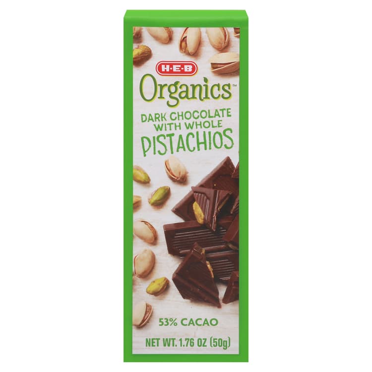 H-E-B Organics Dark Chocolate With Whole Pistachios