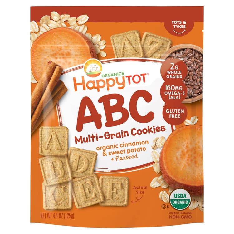 Happy Tot Organics Abc Multi-Grain Cookies - Cinnamon & Sweet Potato