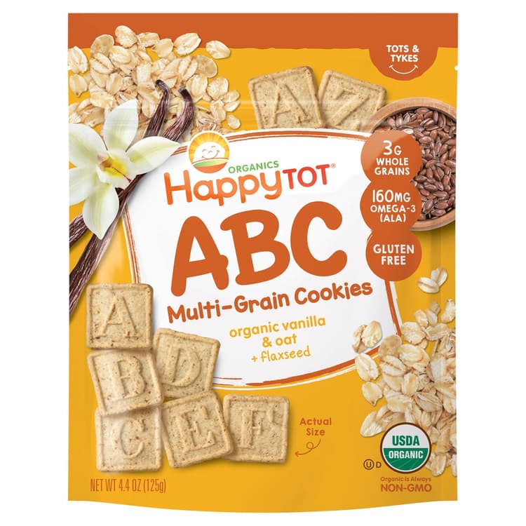 Happy Tot Organics Abc Multi-Grain Cookies - Vanilla & Oat