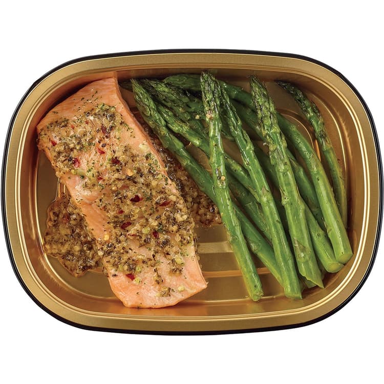 Meal Simple By H-E-B Garlic Pesto Atlantic Salmon With Asparagus