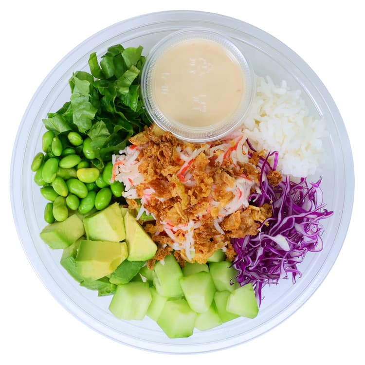 H-E-B Sushiya Crunchy California Poke Bowl With White Rice & Garlic Onion Sauce