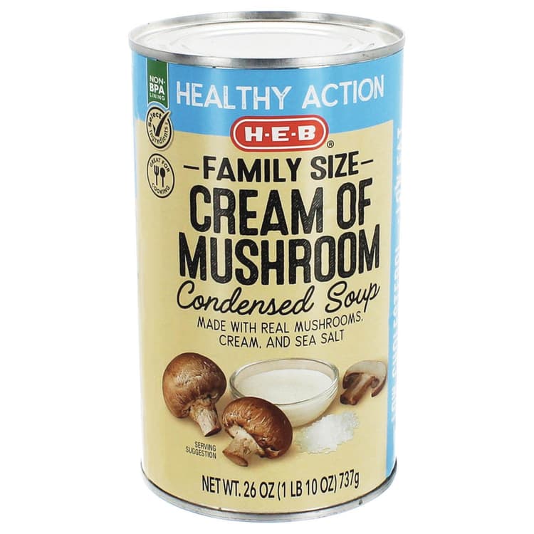 H-E-B Reduced Sodium Cream Of Mushroom Condensed Soup - Family Size