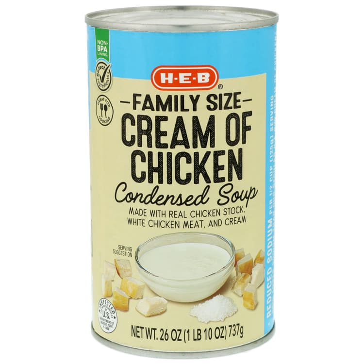 H-E-B Reduced Sodium Cream Of Chicken Condensed Soup - Family Size