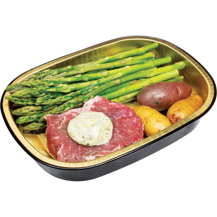 Meal Simple By H-E-B Garlic Butter Choice Strip Steak With Asparagus & Potatoes