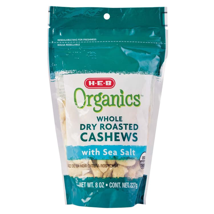 H-E-B Organics Whole Dry Roasted Cashews With Sea Salt