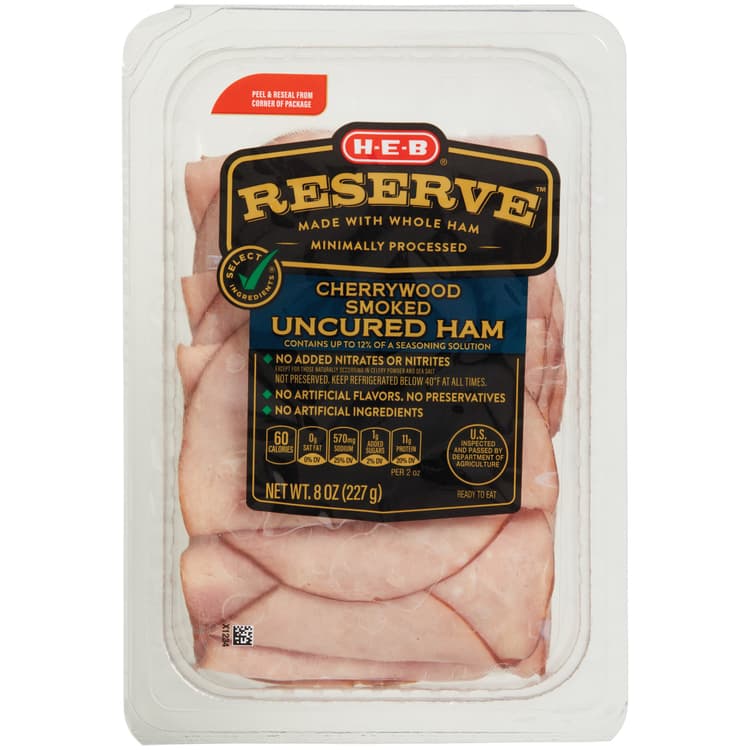 H-E-B Select Ingredients Reserve Cherrywood Smoked Uncured Ham