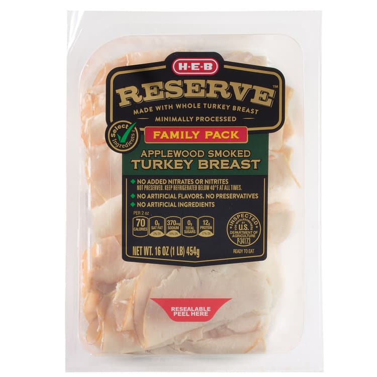 H-E-B Reserve Applewood Smoked Turkey Breast - Family