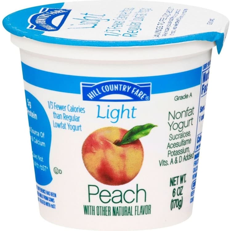 Hill Country Fare Light Non-Fat Peach Yogurt