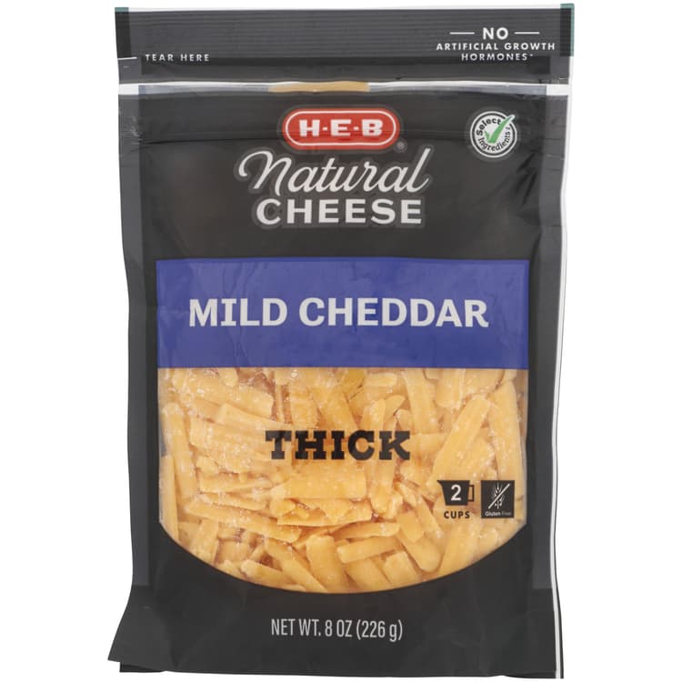 H-E-B Mild Cheddar Shredded Cheese, Thick Cut