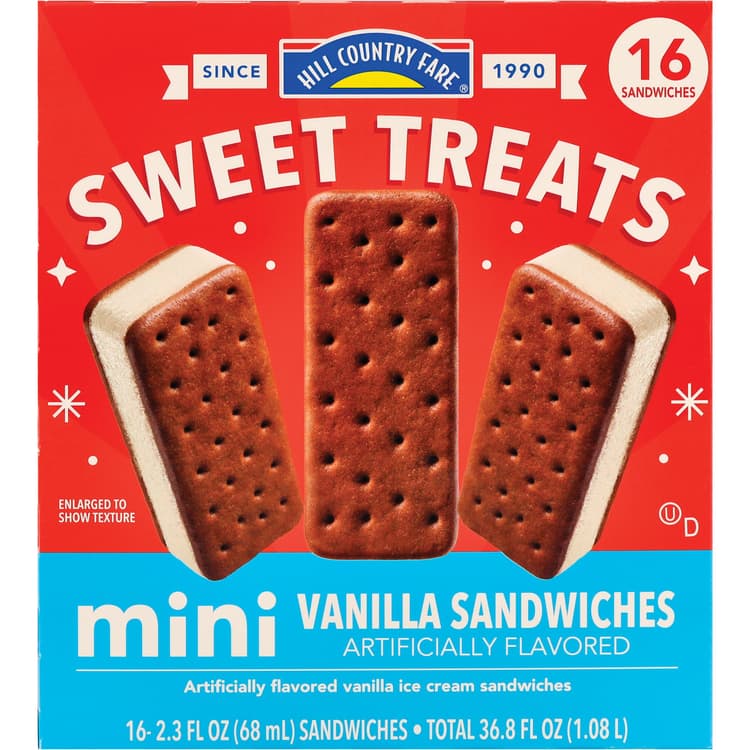 Hill Country Fare Sweet Treats Mini Vanilla Ice Cream Sandwiches