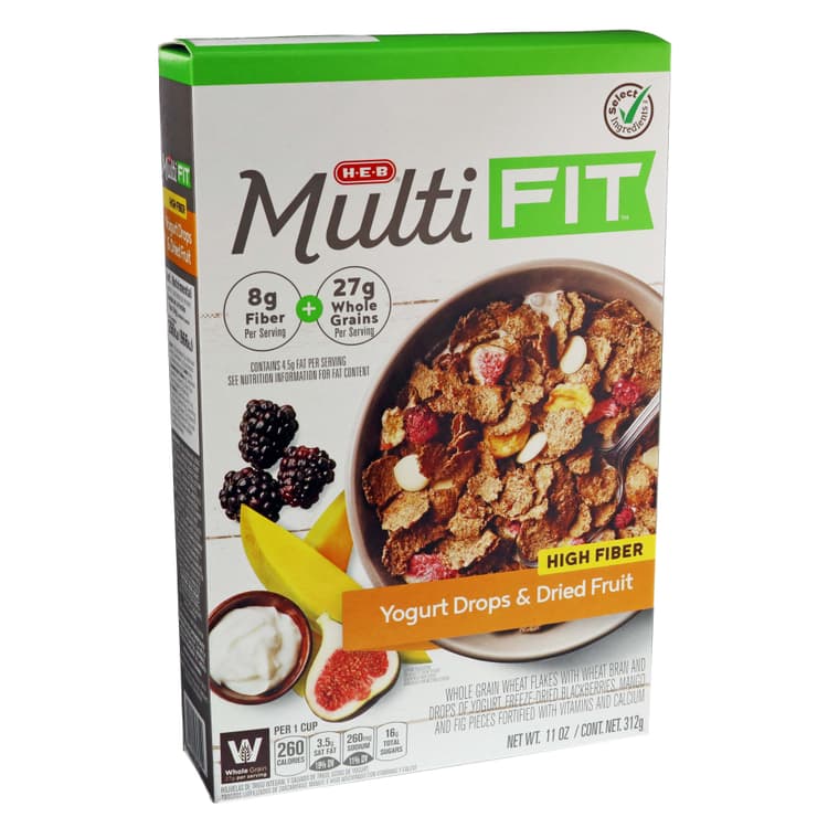 H-E-B Multifit High Fiber Yogurt Drops & Dried Fruit Cereal