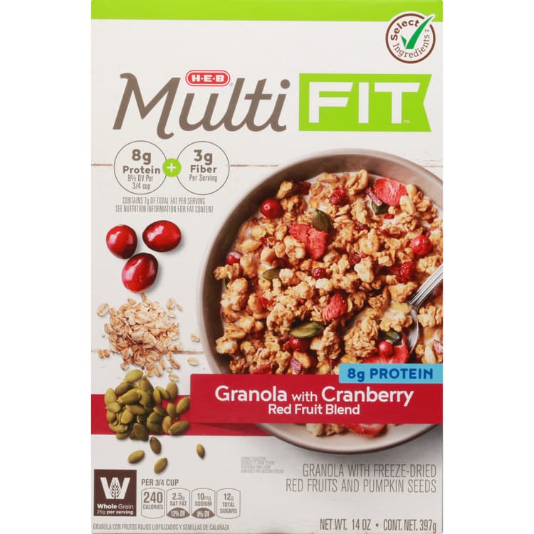 H-E-B Multifit Granola With Cranberry Red Fruit Blend