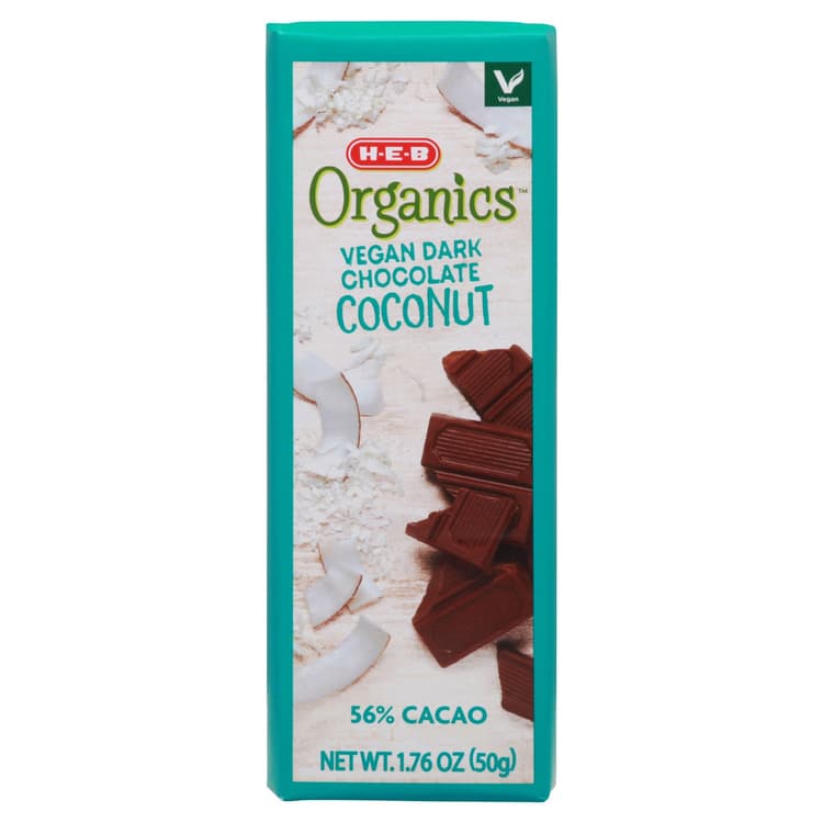 H-E-B Organics 56% Cacao Vegan Dark Chocolate Coconut Bar