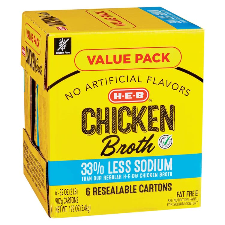 H-E-B Reduced Sodium Chicken Broth Club