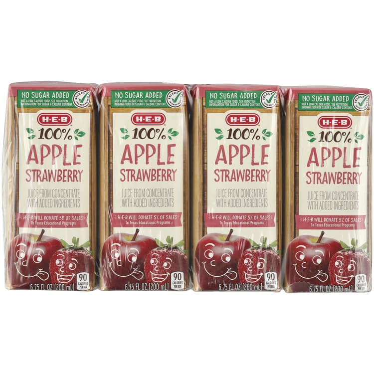 H-E-B 100% Apple Strawberry Juice Juice Boxes