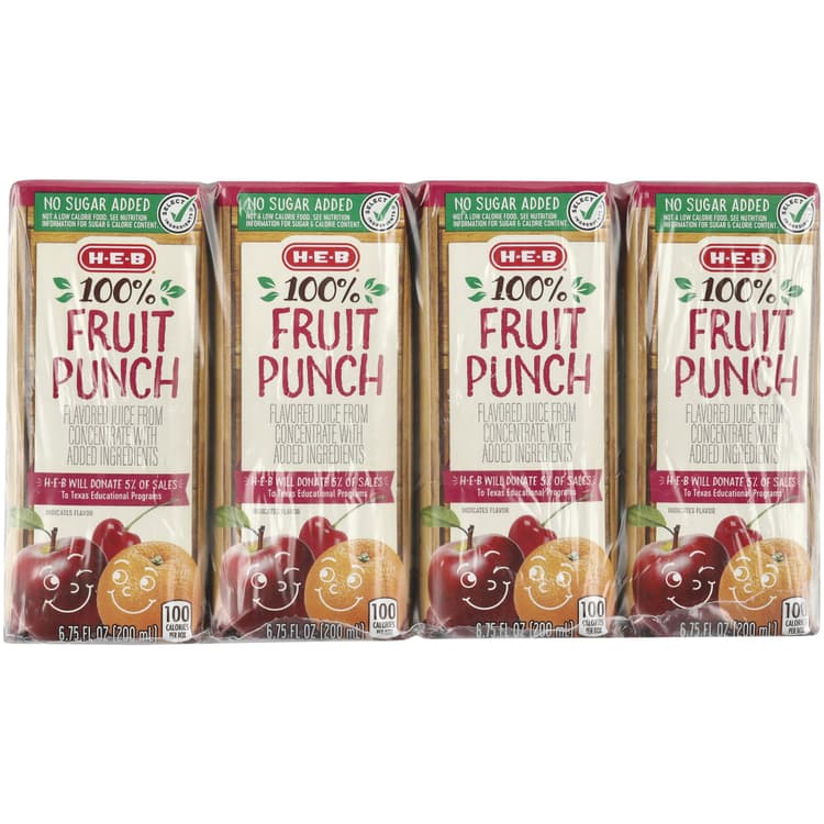 H-E-B Fruit Punch 100% Juice Boxes