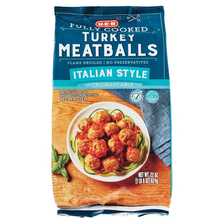 H-E-B Fully Cooked  Turkey Meatballs - Italian Style