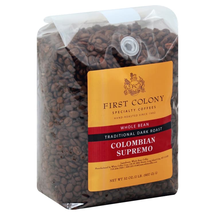 First Colony Specialty Coffees Colombian Supremo Dark Roast Whole Bean Coffee