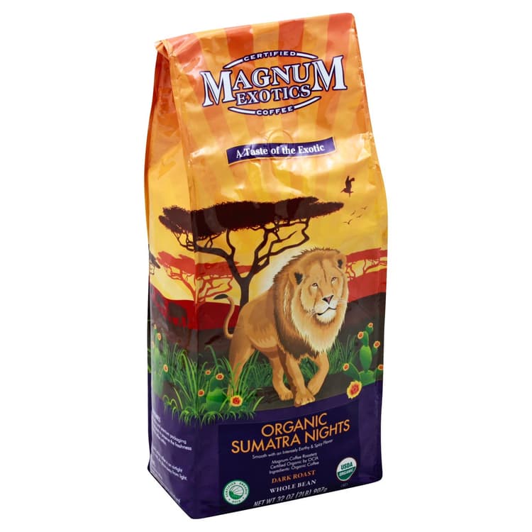 Magnum Exotics Organic Sumatra Nights Dark Roast Whole Bean Coffee