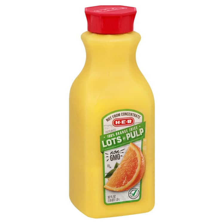 H-E-B 100% Orange Juice - Lots Of Pulp