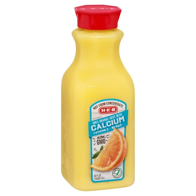 H-E-B 100% Orange Juice With Calcium & Vitamin D - No Pulp